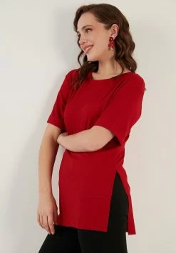 LELA CREW NECK SLIT DETAILED - Bluse - Red -LELA Verkaufsshop 2ab5a11d1f1e4f0abfcd1a1bf24f8fc0