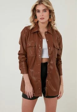 LELA REGULAR FIT - Kunstlederjacke - Camel -LELA Verkaufsshop 2f01c1d1ba98422db9c651aa66bbeefa