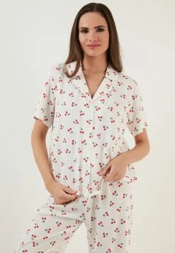 LELA REGULAR FIT SET - Nachtwäsche Hose - White -LELA Verkaufsshop 32421b118ddd49f9b1b61c854b22863c