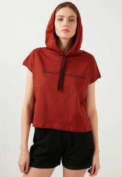 LELA SLIM FIT - Kapuzenpullover - Brick Red