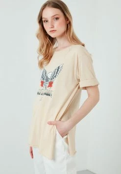 LELA LOOSE FIT - T-Shirt Print - Stone Colored -LELA Verkaufsshop 68c0626159cc4439a703ac150d5b4f61