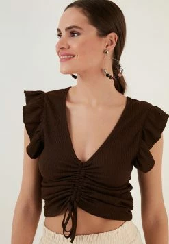 LELA SLIM FIT - Bluse - Brown 8 LELA SLIM FIT - Bluse - Brown -LELA Verkaufsshop 82cc2d1f82214f3fb6af00dd4b0d834f