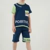 LELA REGULAR FIT T-SHIRT AND SHORTS - Trainingsanzug - Dark Blue/light Green