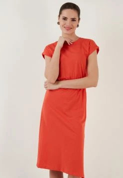 LELA SHORT SLEEVE - Jerseykleid - Brick Red -LELA Verkaufsshop a104e0761a2f48eab030ed8cc7355f59