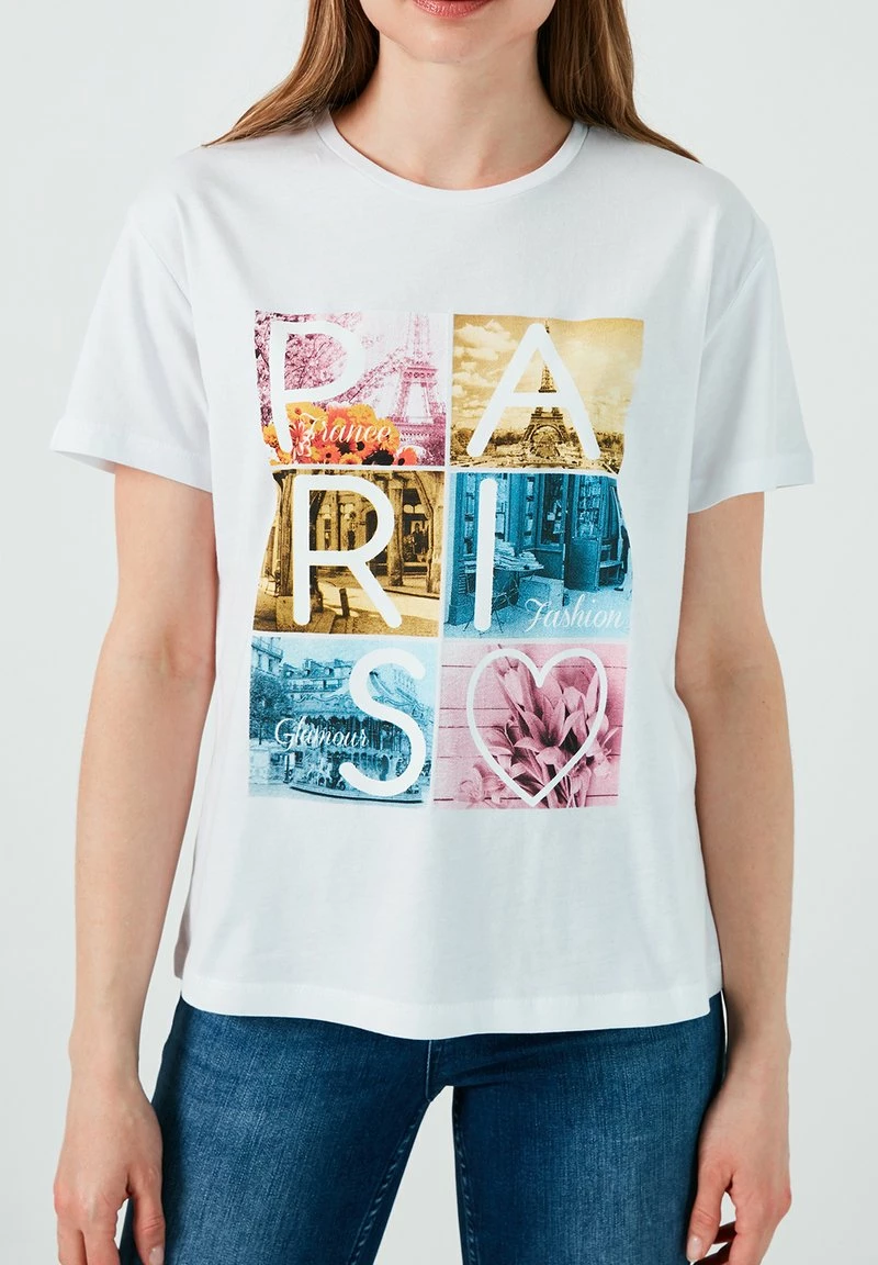 LELA SLIM FIT - T-Shirt Print - White 1 LELA SLIM FIT - T-Shirt Print - White