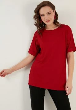 LELA CREW NECK SLIT DETAILED - Bluse - Red -LELA Verkaufsshop bf17aca6a576460caae953758aa235c0 1