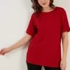 LELA CREW NECK SLIT DETAILED - Bluse - Red