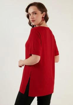 LELA CREW NECK SLIT DETAILED - Bluse - Red -LELA Verkaufsshop ca67bf8b416148bda96fdce8c4d99c02