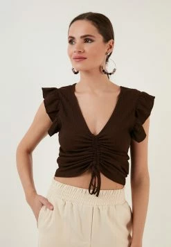 LELA SLIM FIT - Bluse - Brown 9 LELA SLIM FIT - Bluse - Brown -LELA Verkaufsshop ca96c82dc63d487ea02b39cd0d4ea323