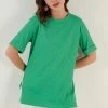 LELA CREW NECK SLIT DETAILED - Bluse - Benetton Color