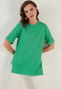 LELA CREW NECK SLIT DETAILED - Bluse - Benetton Color