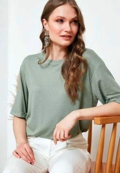 LELA CREW NECK SLIT DETAILED - Bluse - Green -LELA Verkaufsshop defb1494300445e1a4c3e02d48514fb7