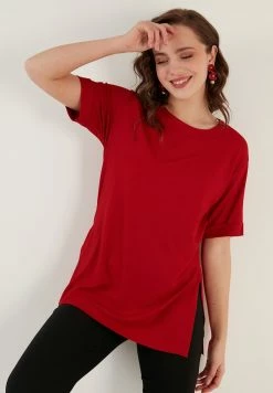 LELA CREW NECK SLIT DETAILED - Bluse - Red -LELA Verkaufsshop efff45a5b1eb44cebea4eaaed207df48